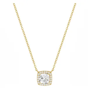 Cushion Halo Drop Necklace