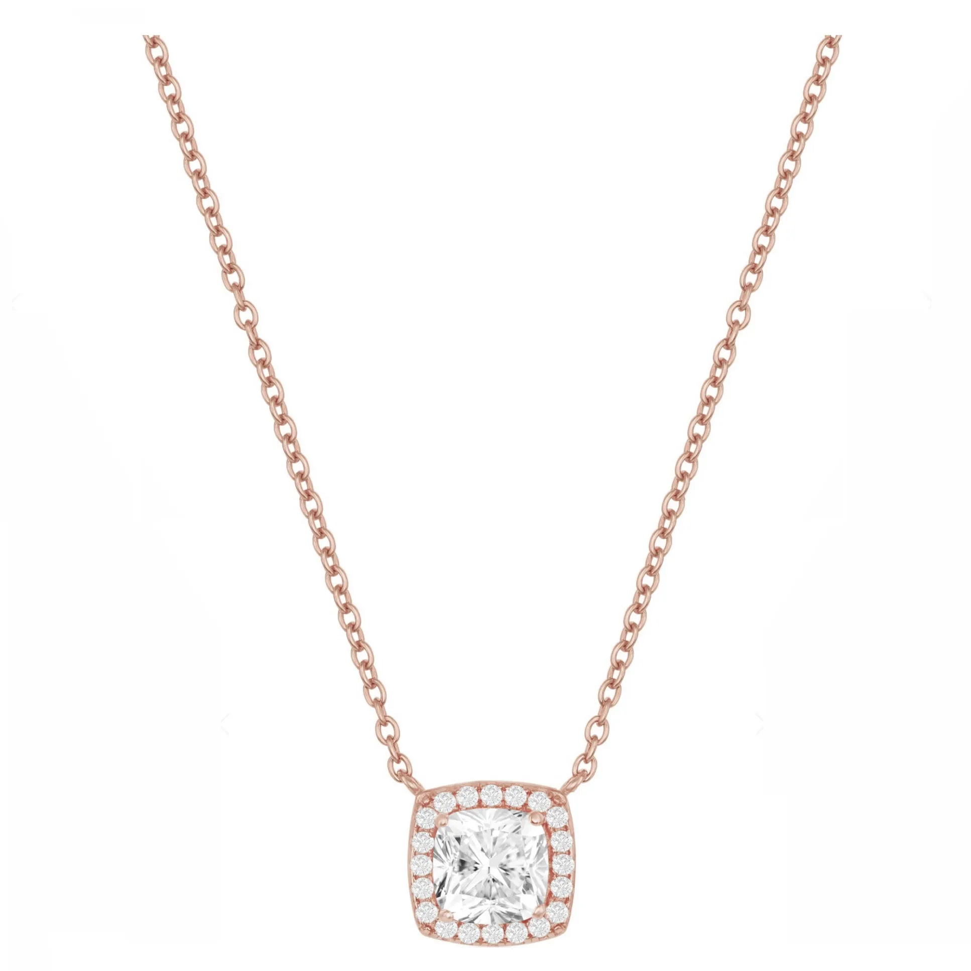 Cushion Halo Drop Necklace