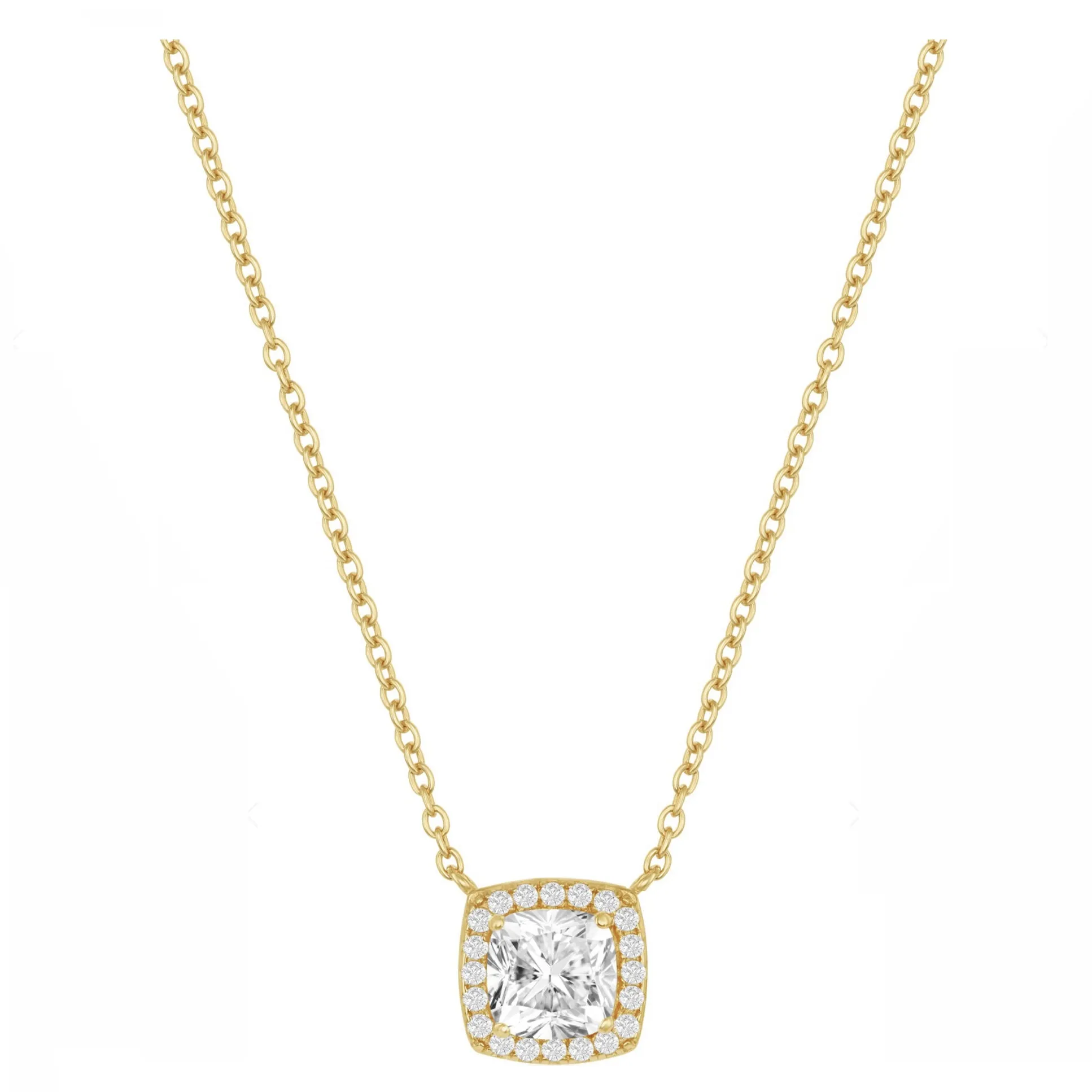 Cushion Halo Drop Necklace