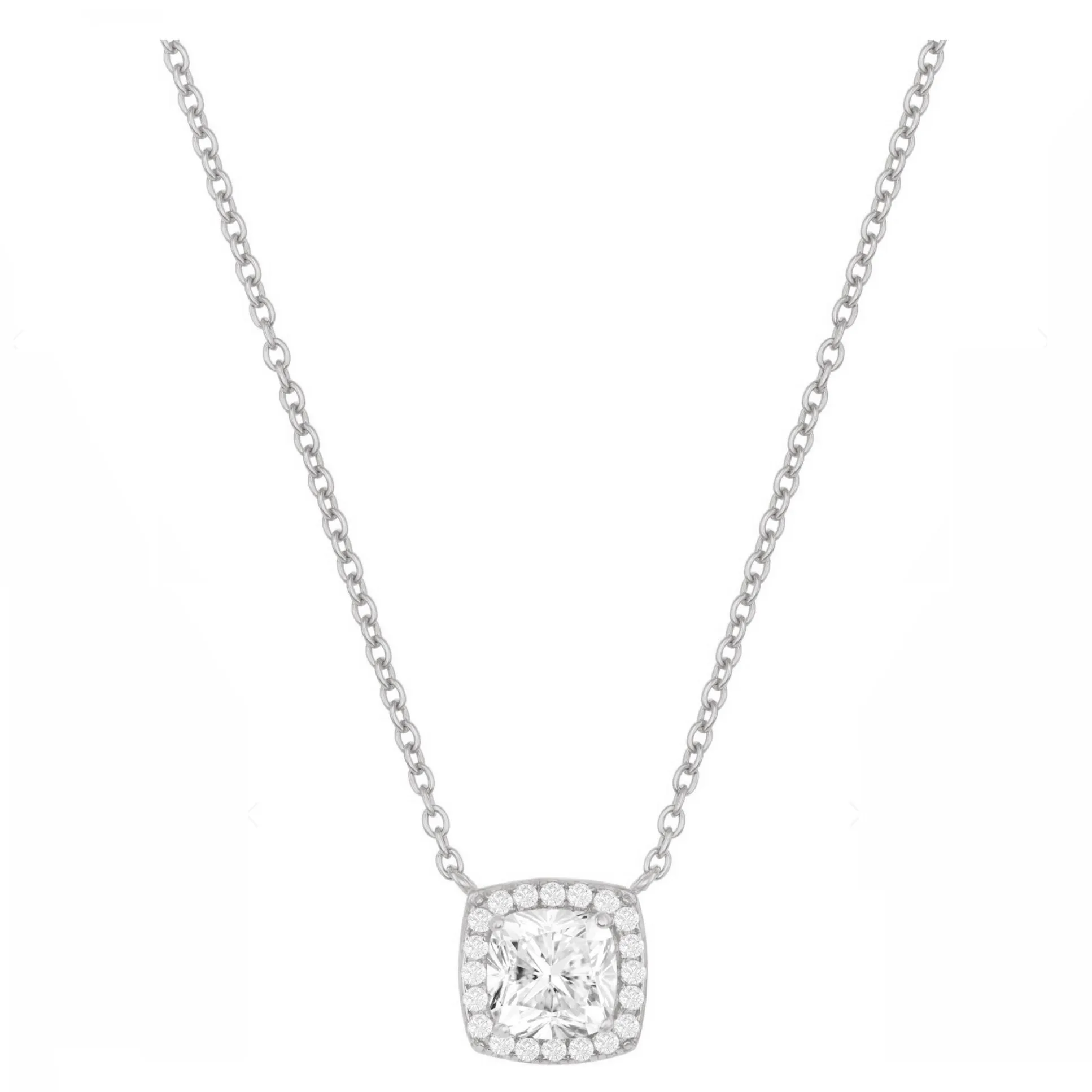 Cushion Halo Drop Necklace