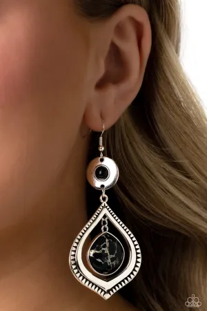 Cuz I CLAN - Black - Marbled Stone Paparazzi Fishhook Earrings