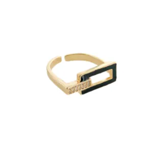 CZ Black Enamel Ring