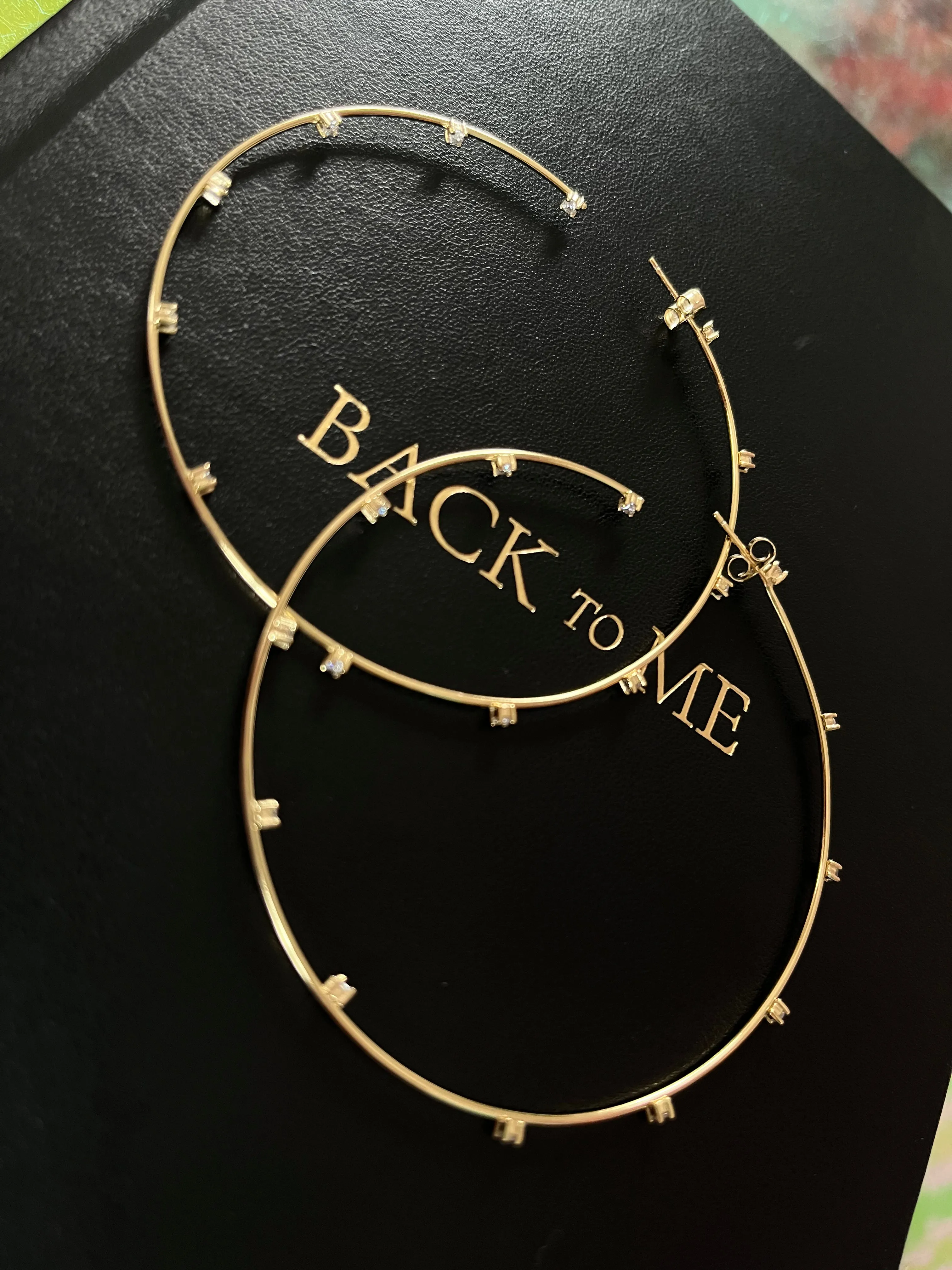 CZ Studded Thin Oversized Hoops