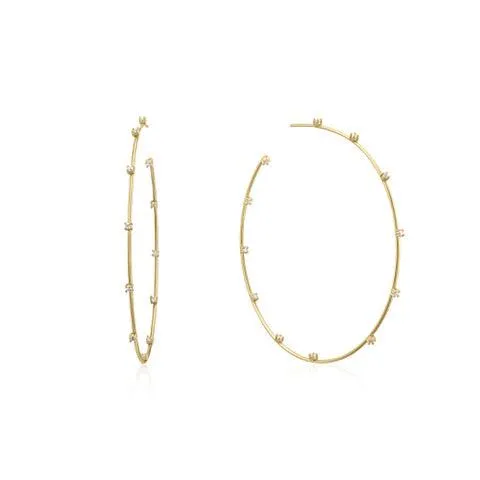CZ Studded Thin Oversized Hoops
