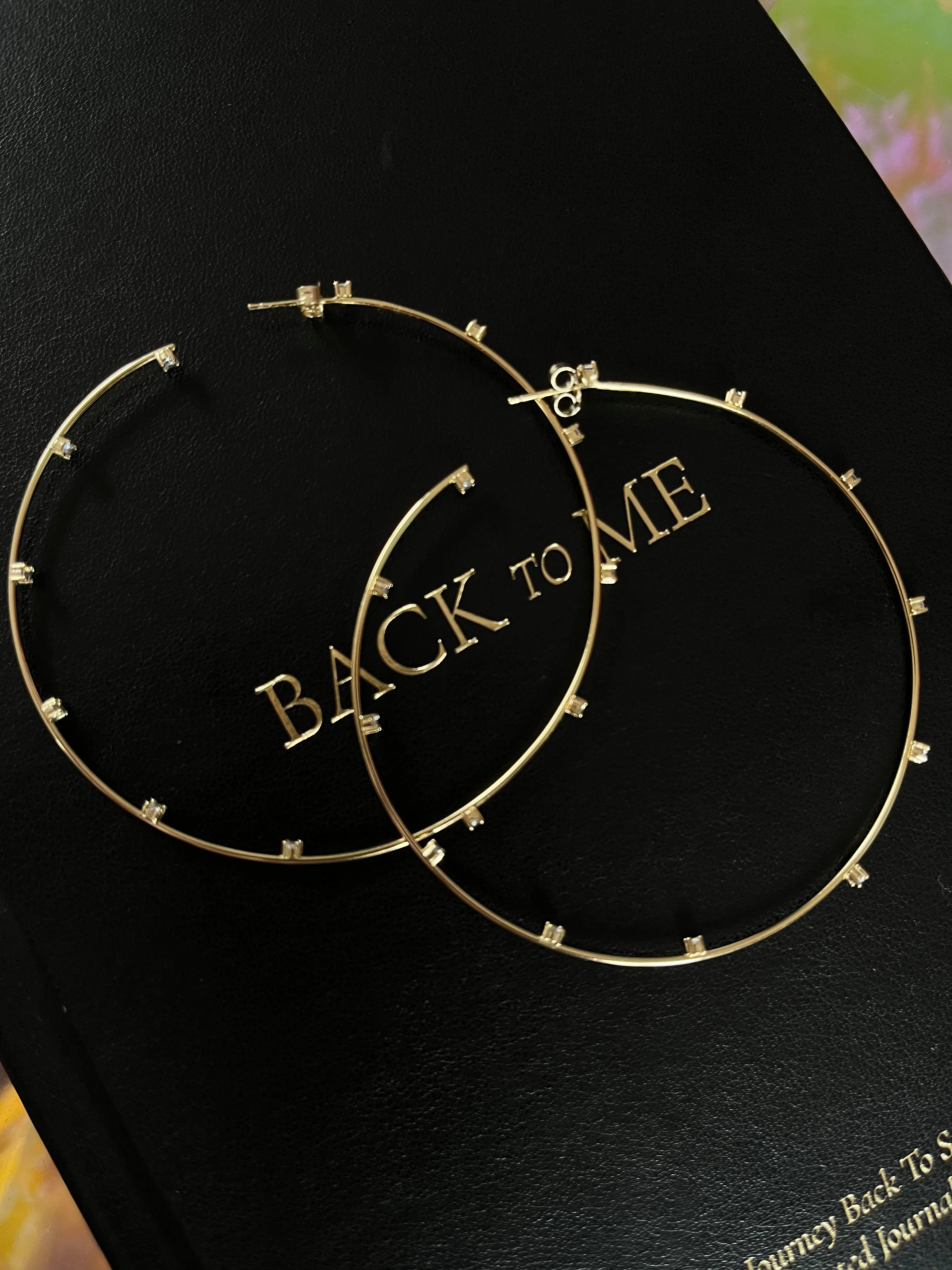 CZ Studded Thin Oversized Hoops