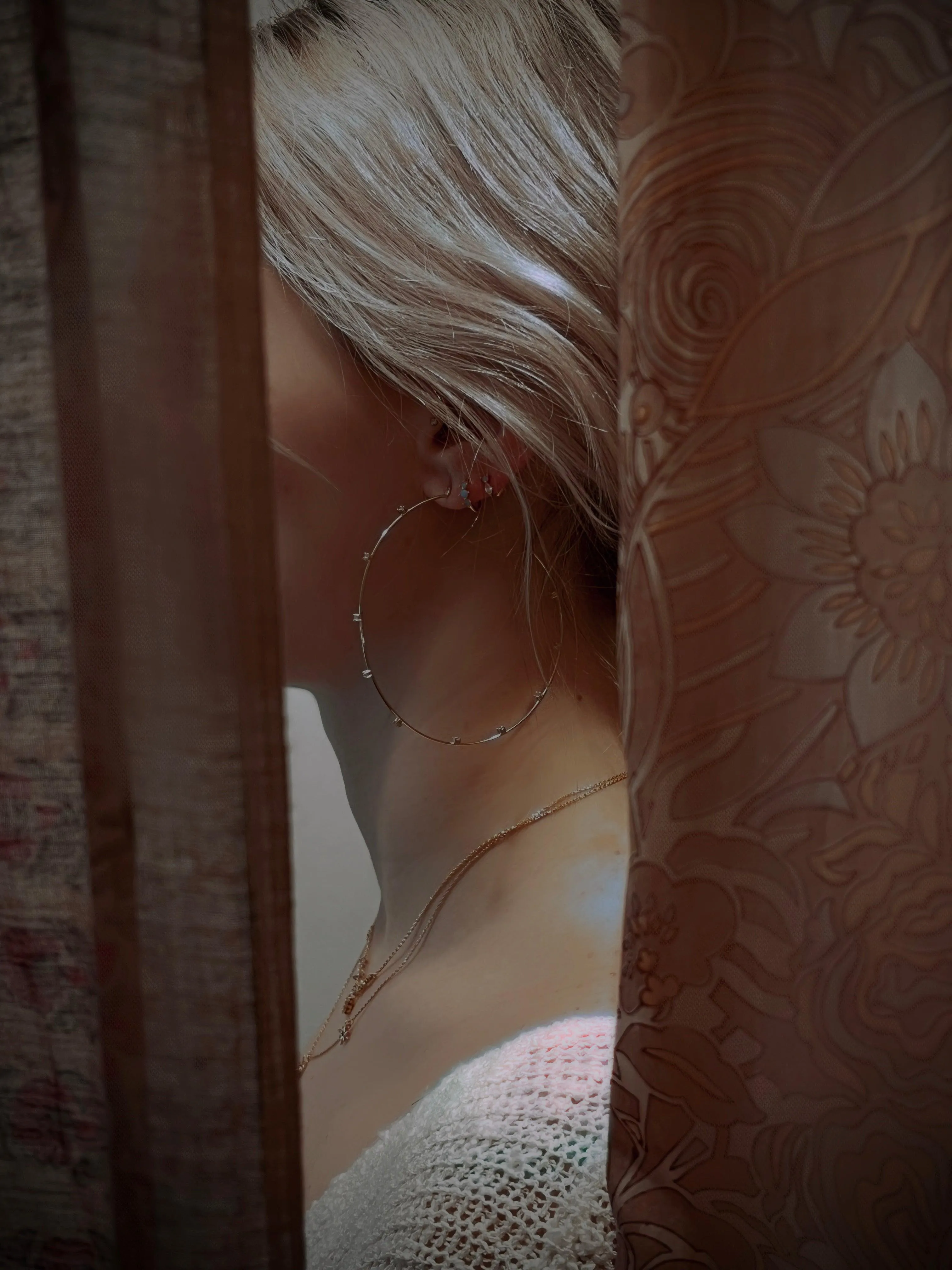 CZ Studded Thin Oversized Hoops
