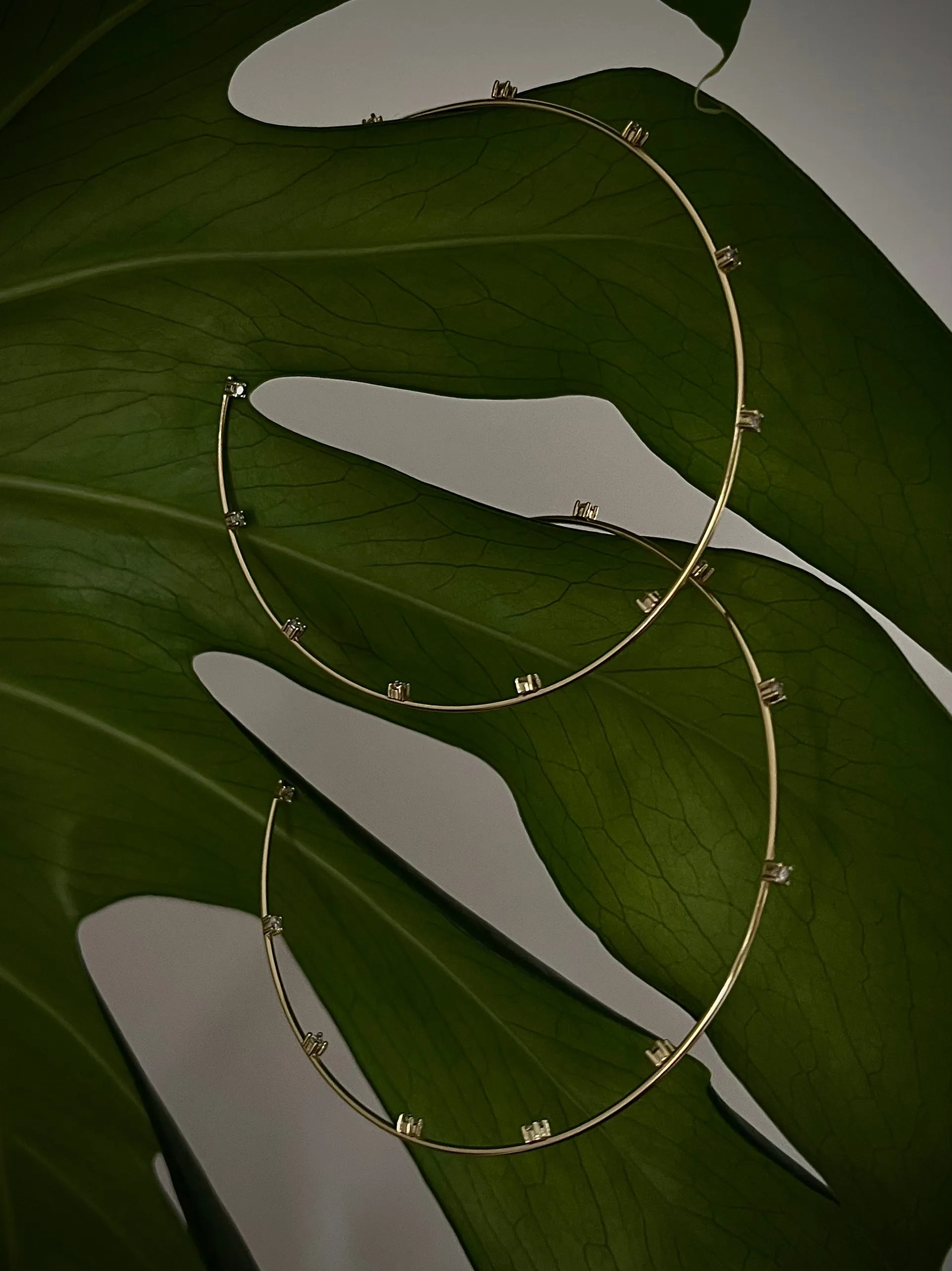 CZ Studded Thin Oversized Hoops