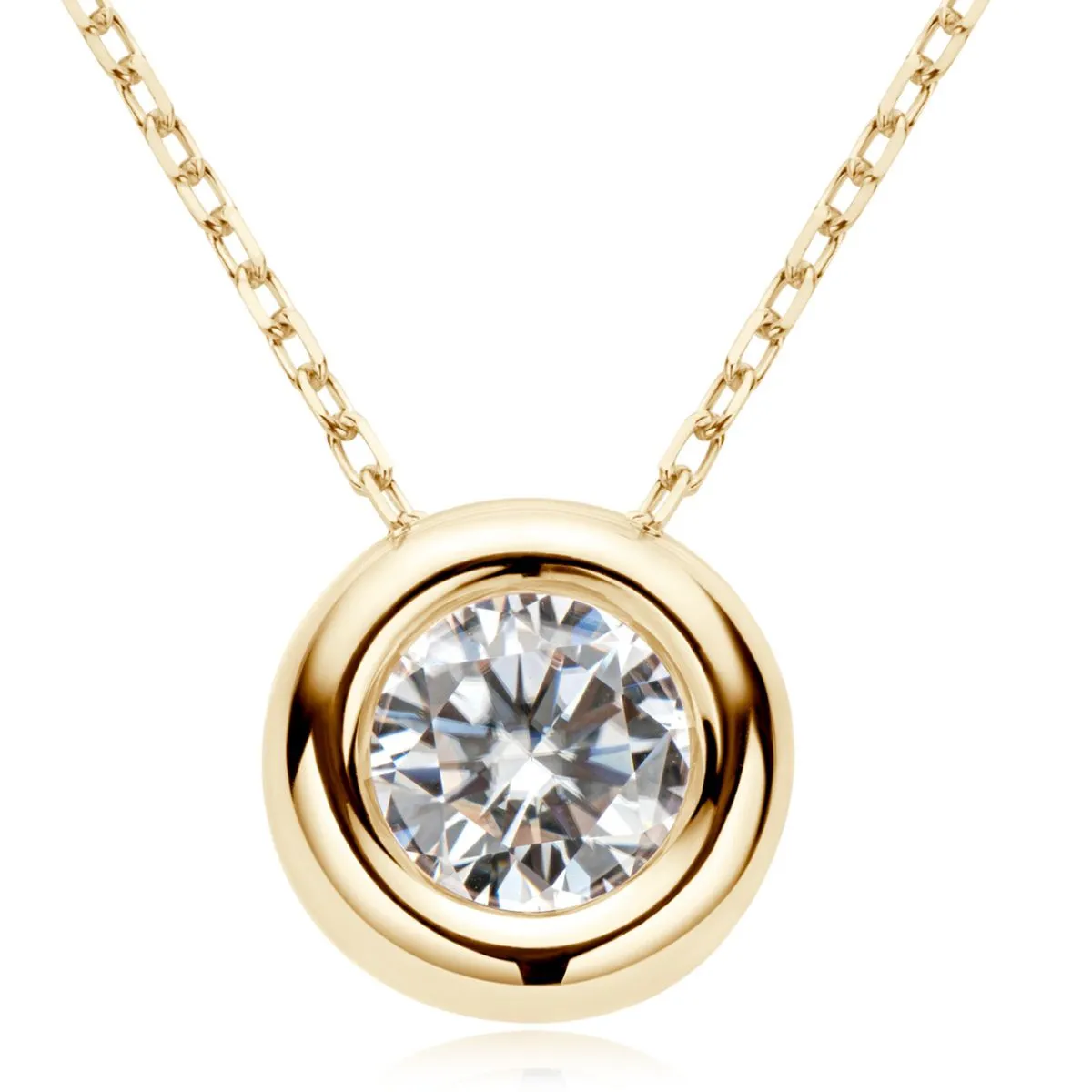 Dainty Round Moissanite Solitaire Pendant Necklace in Sterling Silver