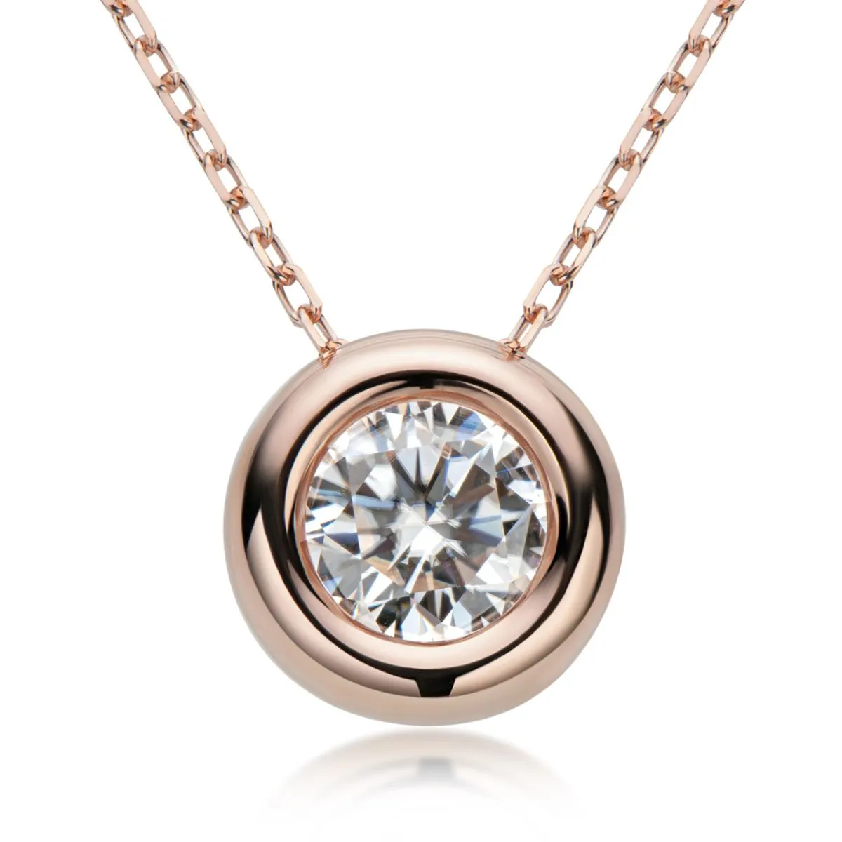 Dainty Round Moissanite Solitaire Pendant Necklace in Sterling Silver
