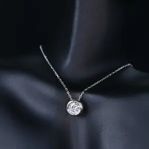 Dainty Round Moissanite Solitaire Pendant Necklace in Sterling Silver
