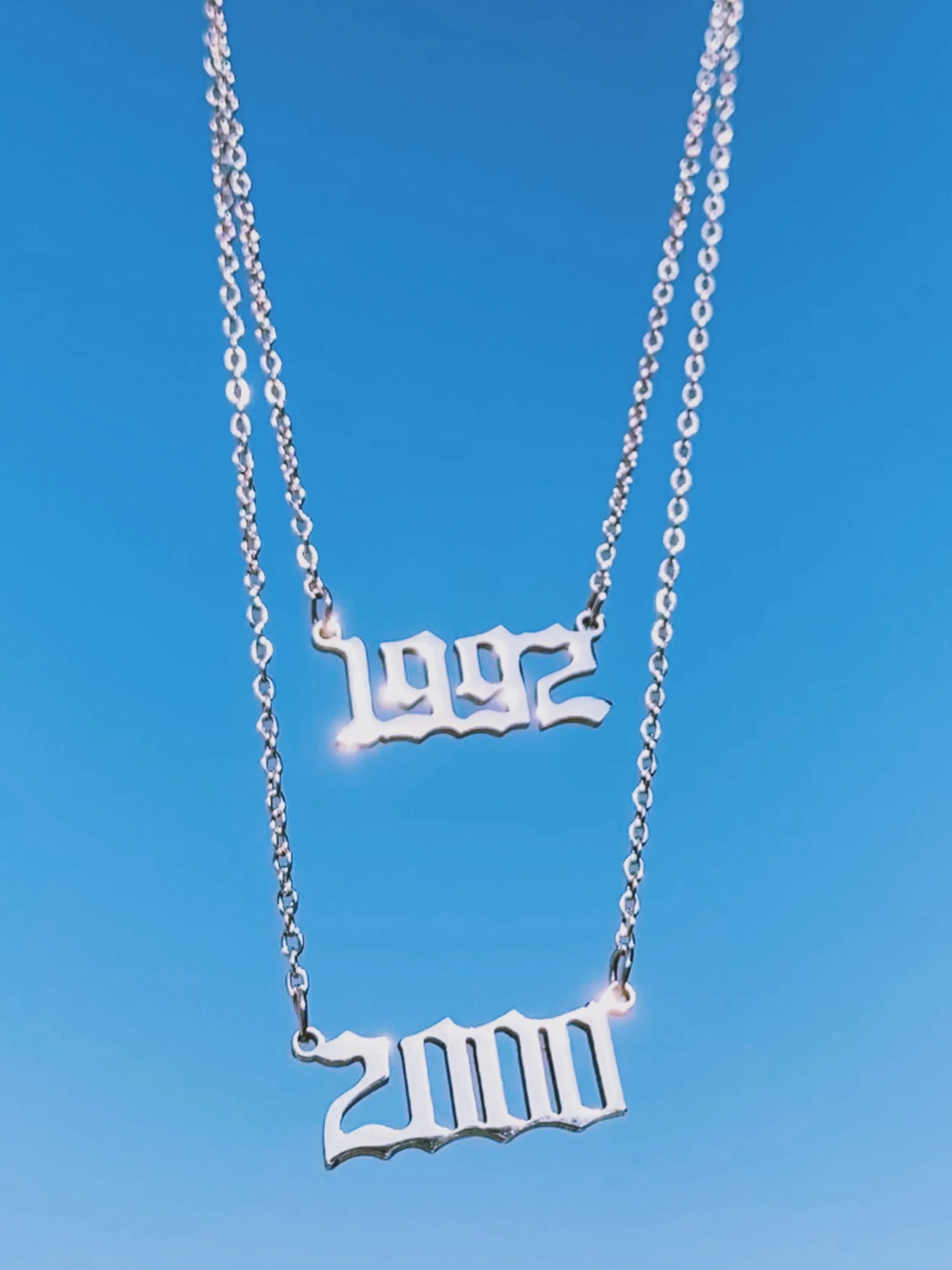 DATE/YEAR Gothic Number Necklace