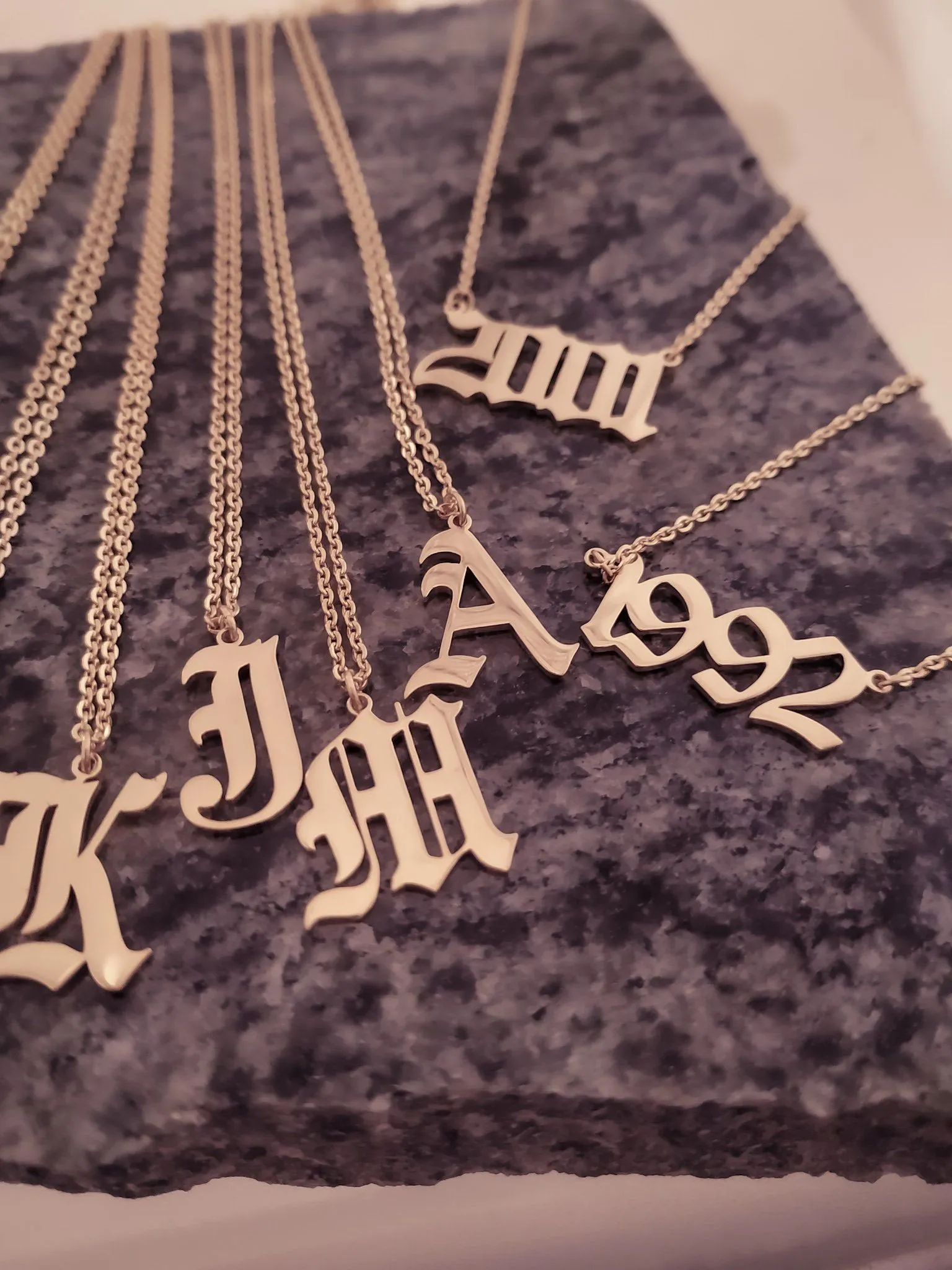 DATE/YEAR Gothic Number Necklace