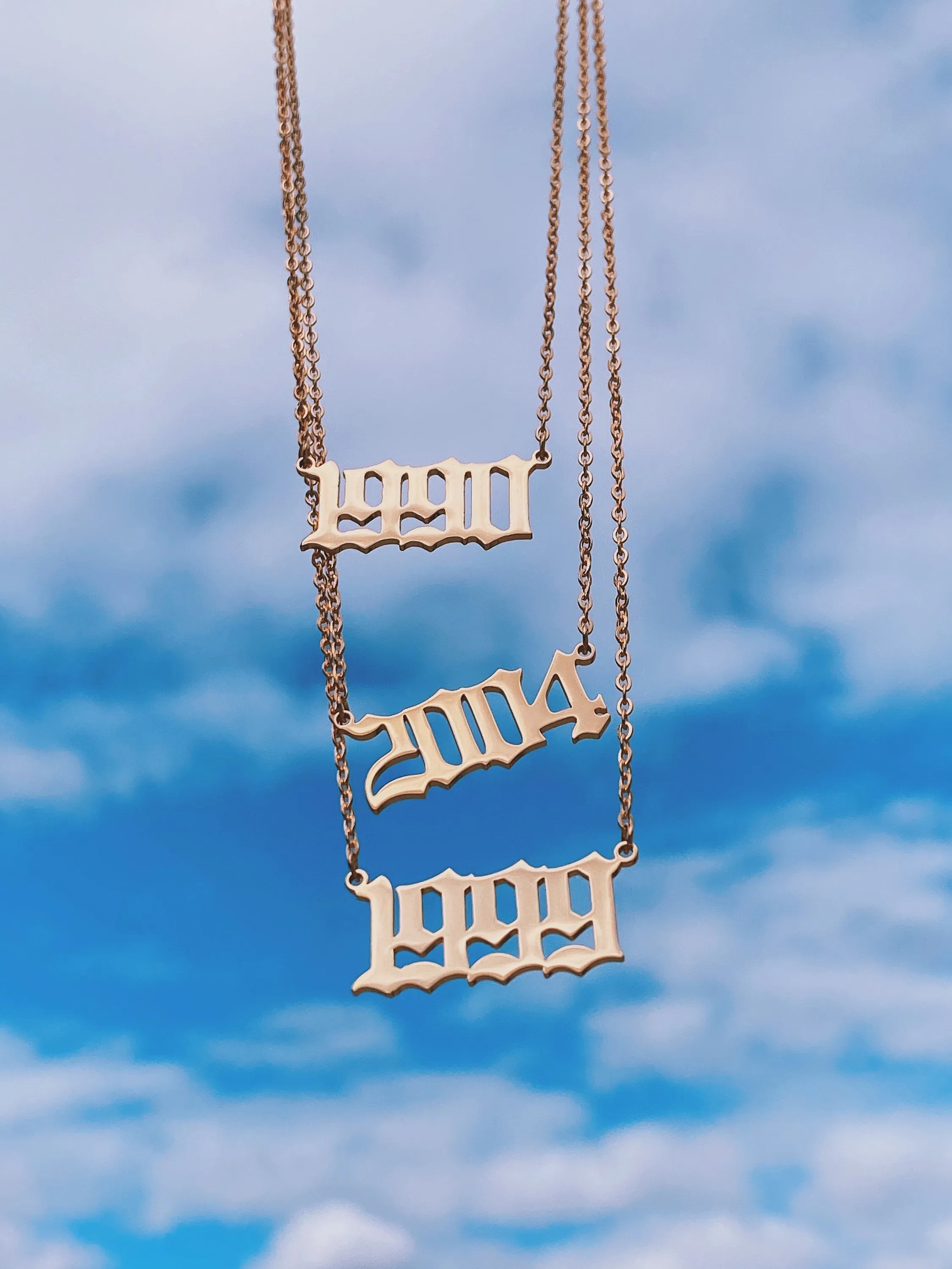DATE/YEAR Gothic Number Necklace
