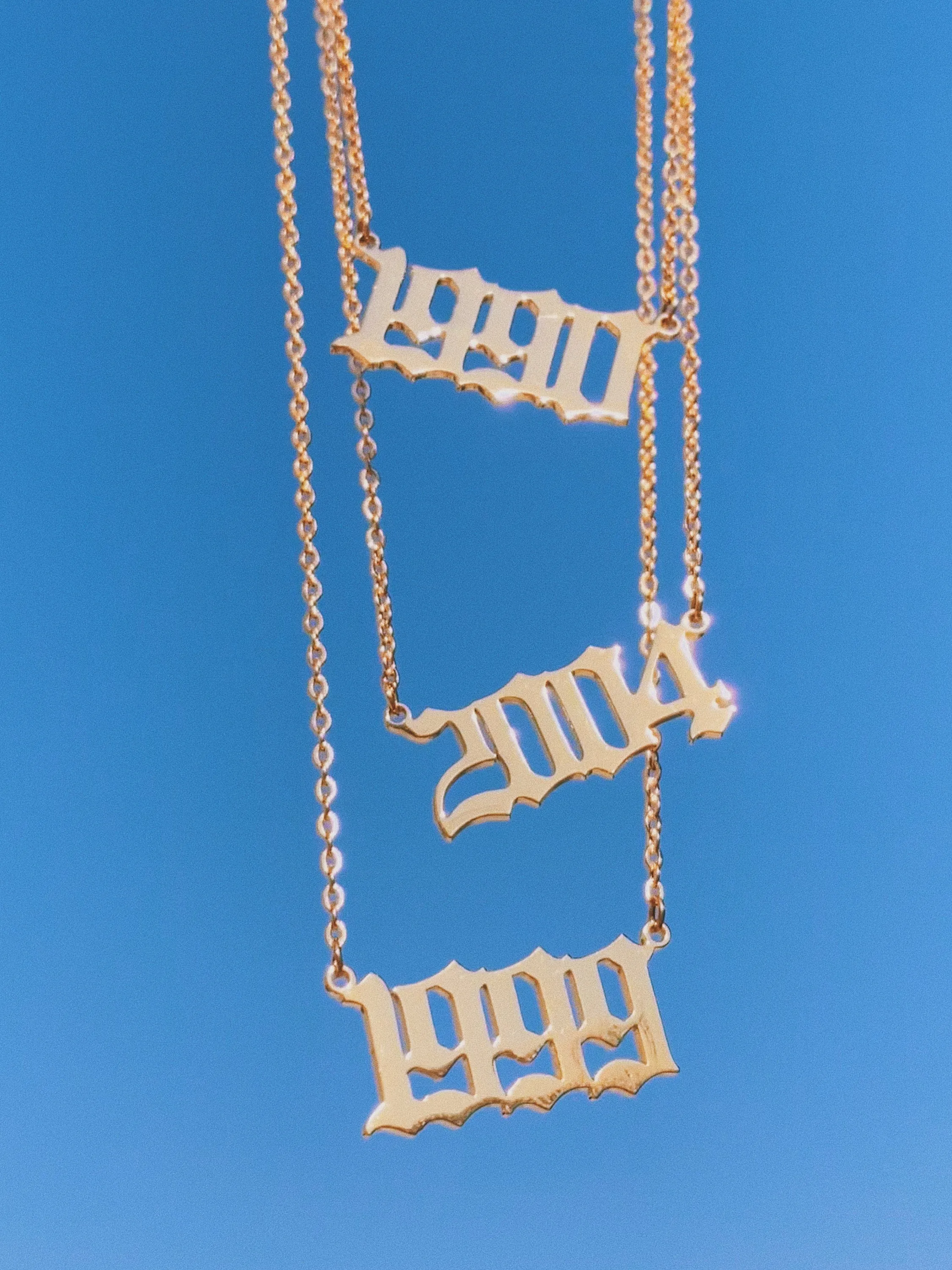 DATE/YEAR Gothic Number Necklace