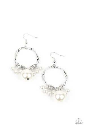 Delectably Diva White Paparazzi Earrings