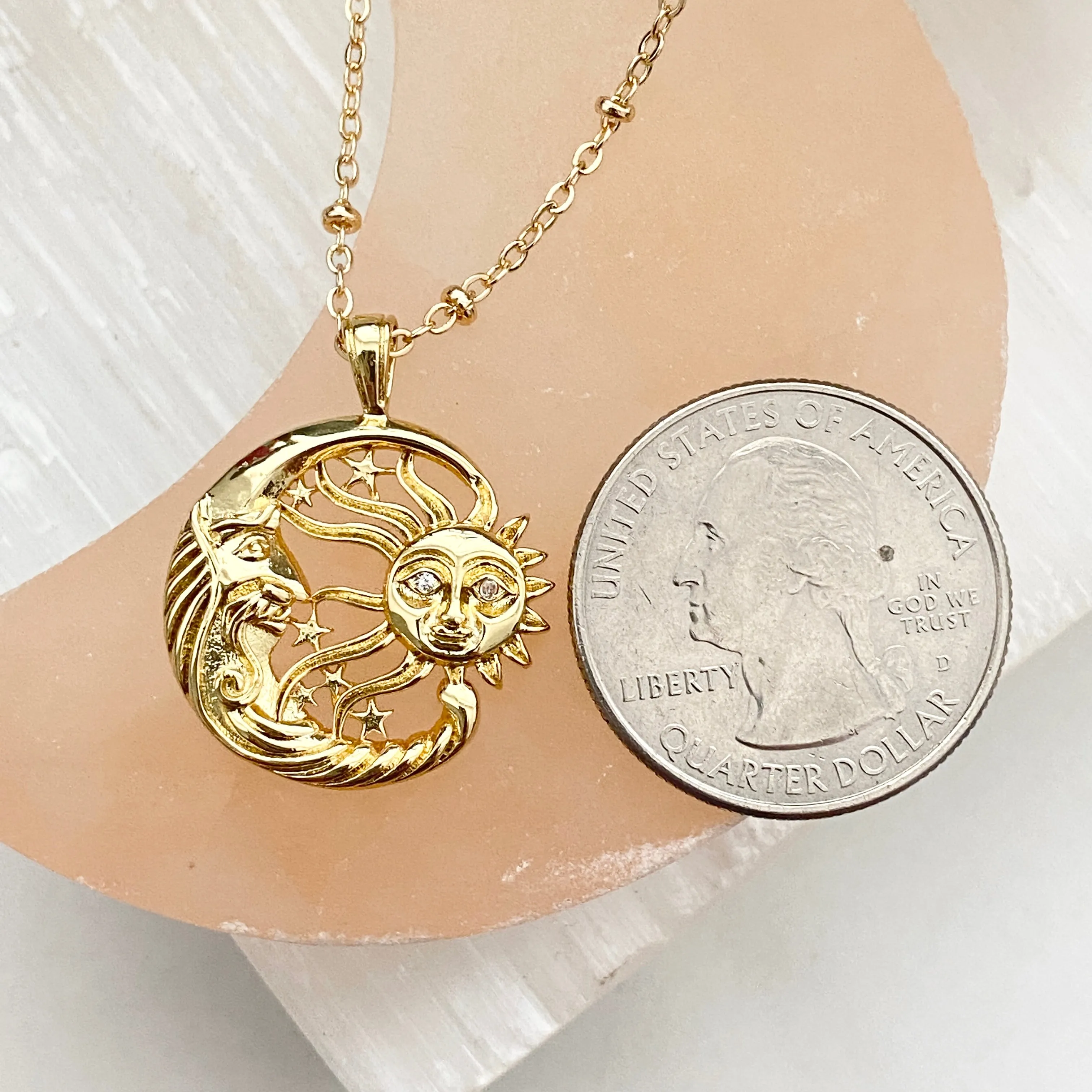 Delia Moon And Sun Face Necklace