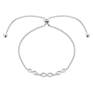 Delicate Chain Link Bracelet Love Knot Trio Infinity Bolo 14K Gold Plated Silver