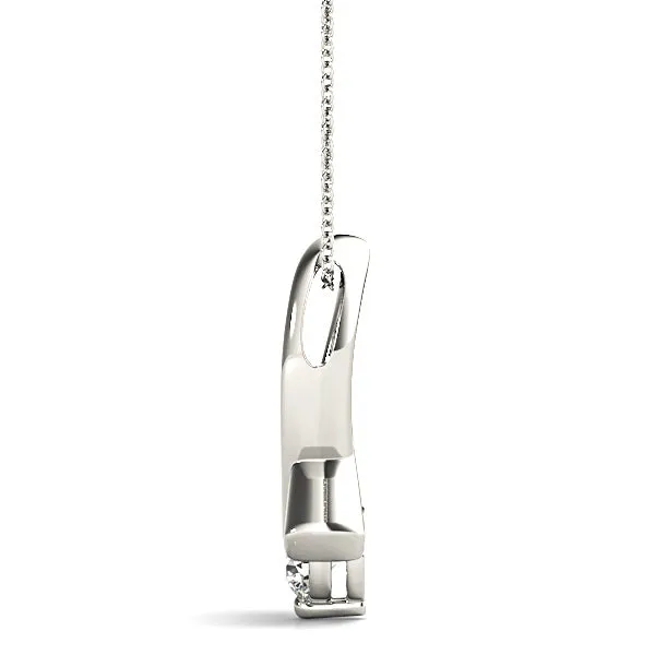 Delicate Ribbon Round Diamond Solitaire Necklace Pendant