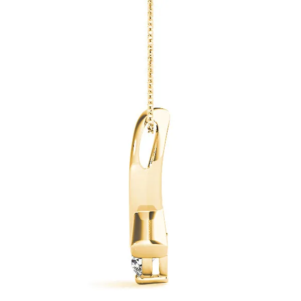 Delicate Ribbon Round Diamond Solitaire Necklace Pendant