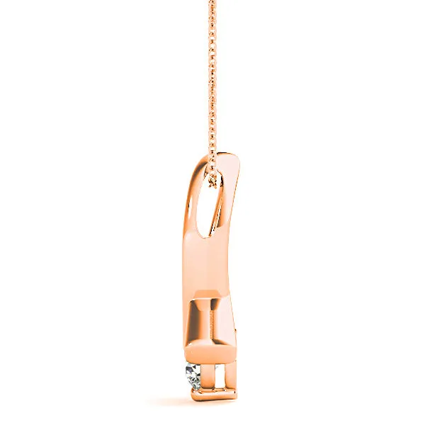 Delicate Ribbon Round Diamond Solitaire Necklace Pendant
