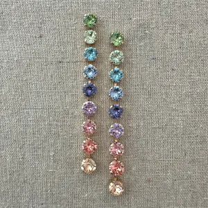 Diamante Statement Duster Post Earrings • 8mm • Pastel Rainbow