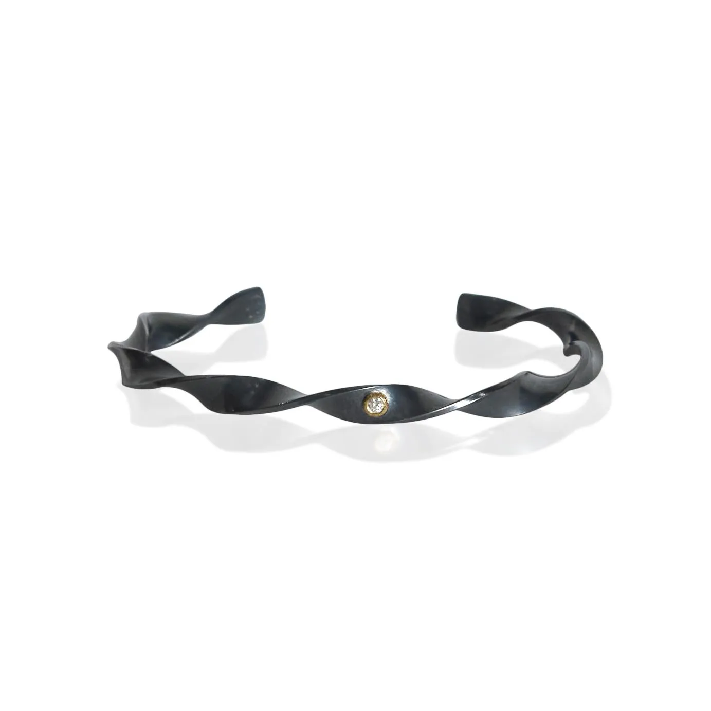 Diamond Oxidized Silver Twist Bracelet