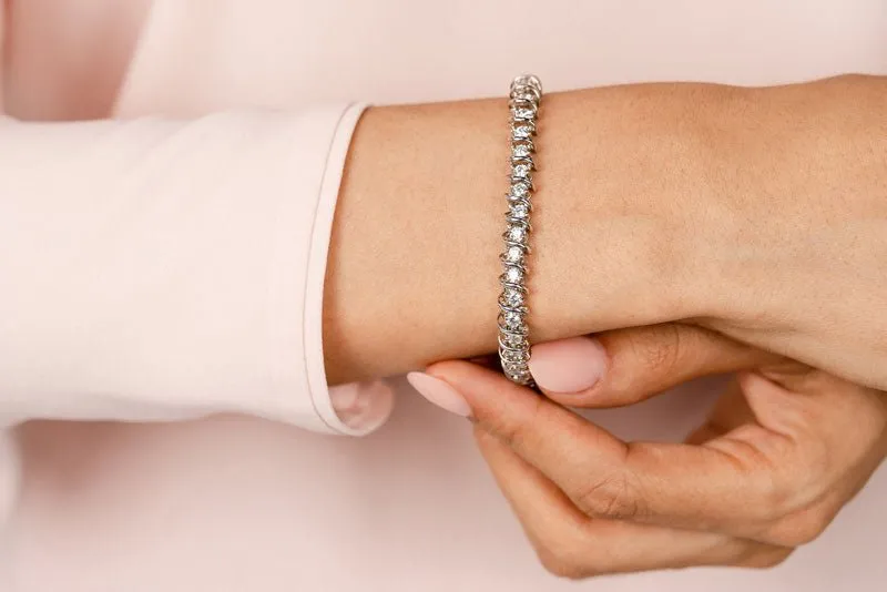 Diamond Swirl Link Lab-Grown Diamond Tennis Bracelet with 0.44 ct.(finished) 1.0mm