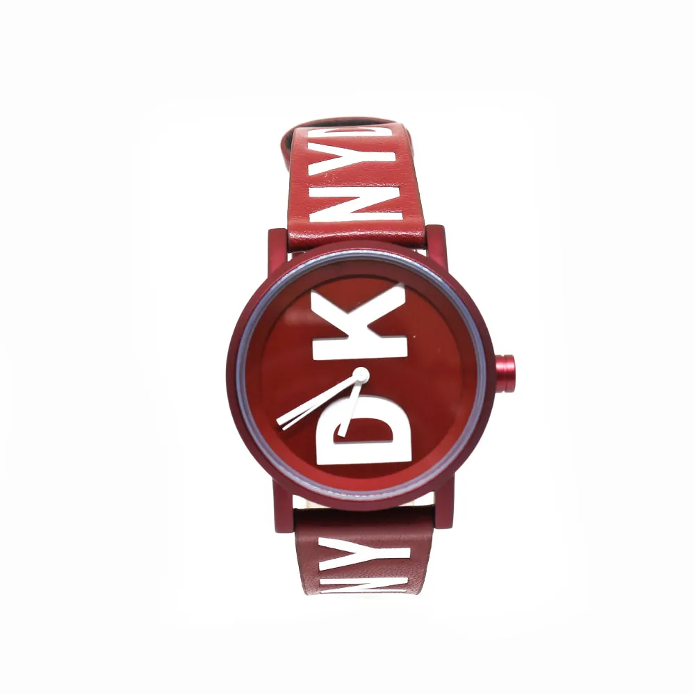 DKNY Ladies Watch Maroon Metal Case