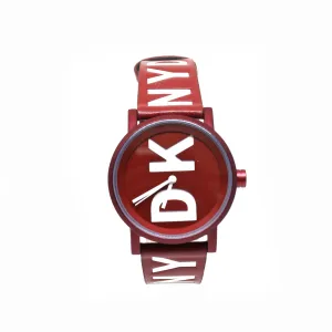 DKNY Ladies Watch Maroon Metal Case