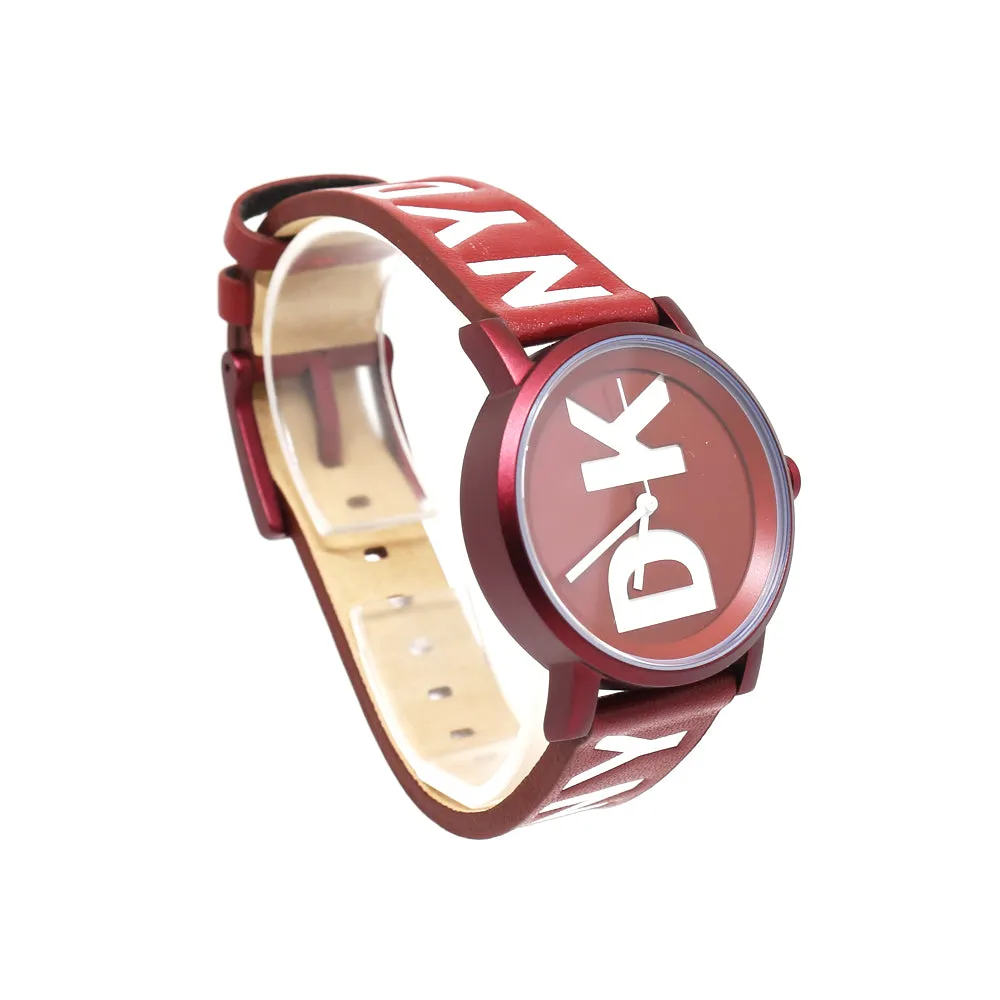 DKNY Ladies Watch Maroon Metal Case
