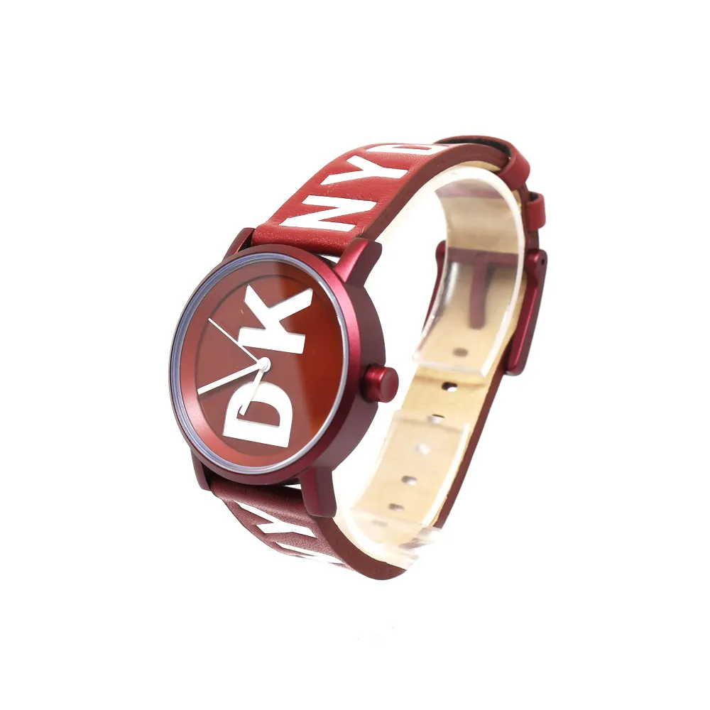 DKNY Ladies Watch Maroon Metal Case