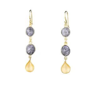 Double Bezel Petal Drop Earrings
