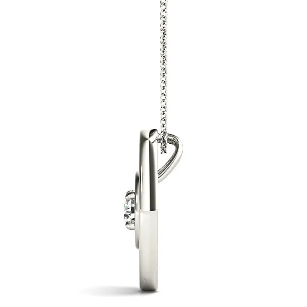 Double Oval Framed Round Diamond Solitaire Necklace Pendant