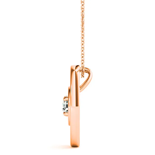 Double Oval Framed Round Diamond Solitaire Necklace Pendant