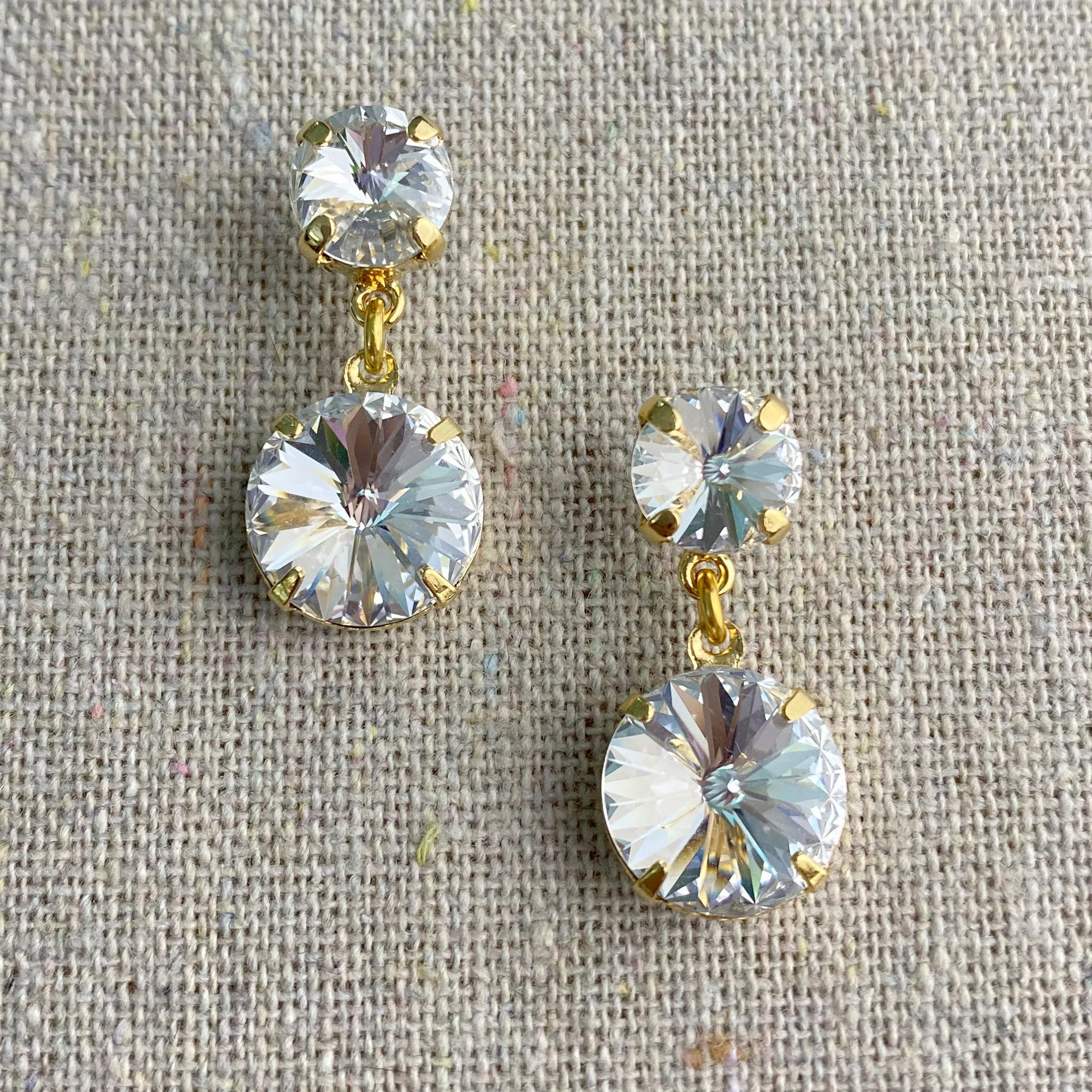 Double Rivoli Post Drop Earrings