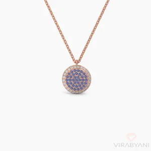 Double Sided Diamond & Sapphire Round Shaped AMoré Pavé Necklace