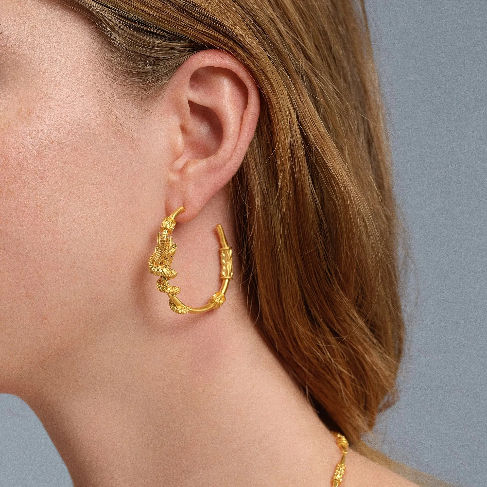 Dragon Wrapped Earrings - Gold Plated Bronze