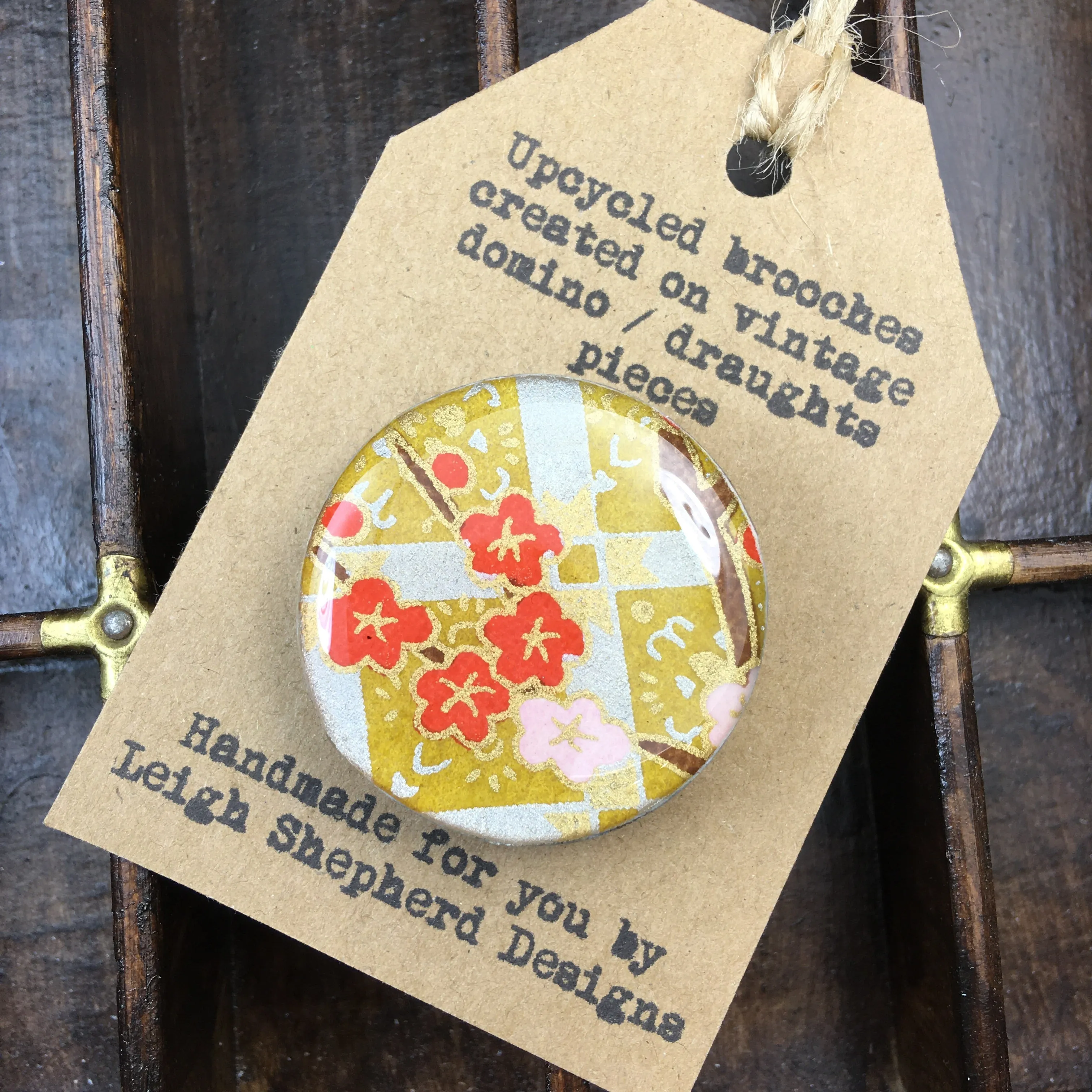 Draughts Piece Brooch - Kim Gold