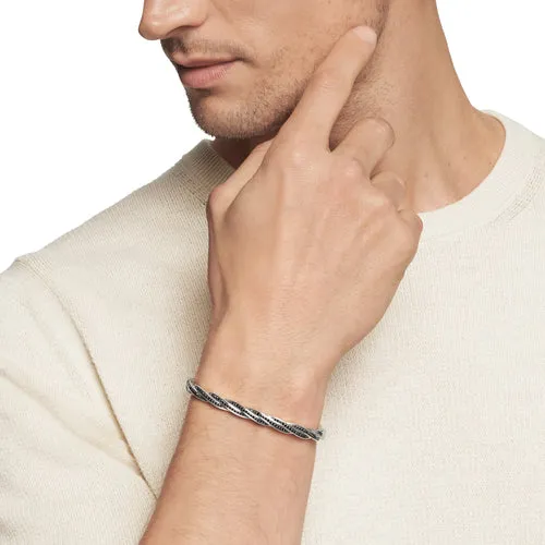 DY Helios Cuff Bracelet in Sterling Silver with Black Diamonds, 6mm, Size Large