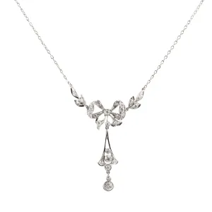 Edwardian 1.70ctw Mine Cut Diamond Lavalier Necklace in Platinum