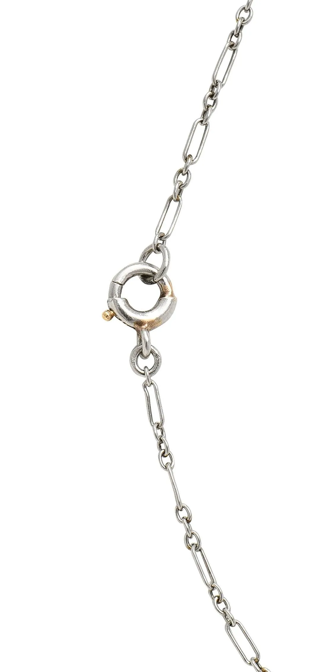 Edwardian 6.00 CTW Aquamarine Diamond Pearl Platinum 18 Karat Gold Antique Lavalier Necklace