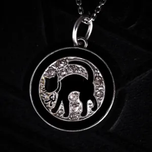 Edwardian Millegrain Platinum Black Cat Pendant