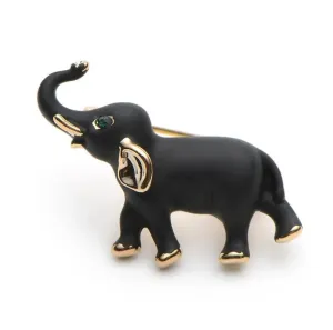 Elephant Enamel Black Brooches