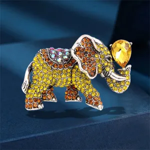 Elephant Rhinestone Brooches Metal
