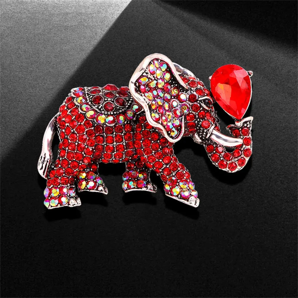 Elephant Rhinestone Brooches Metal