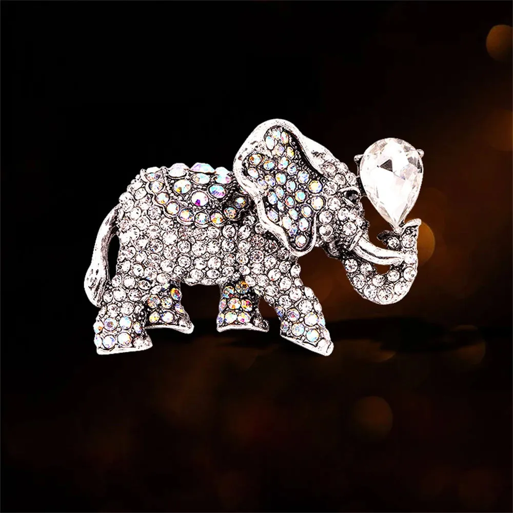 Elephant Rhinestone Brooches Metal