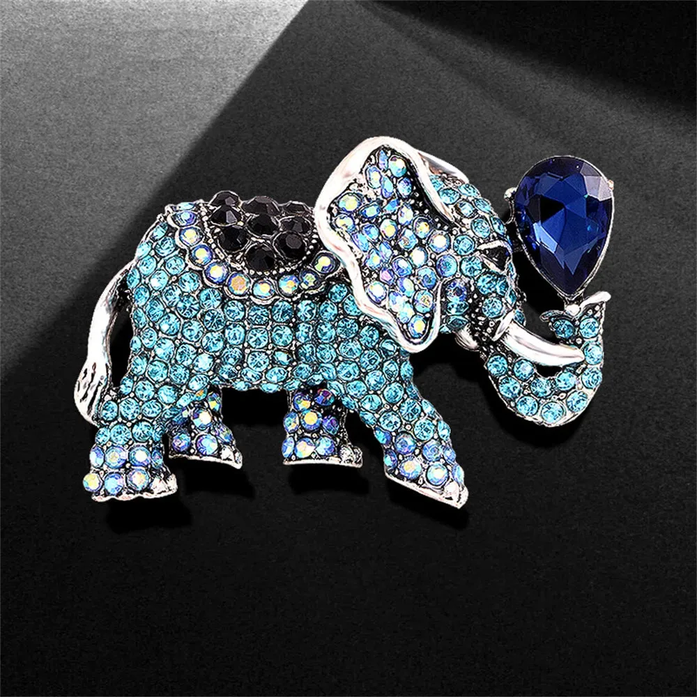 Elephant Rhinestone Brooches Metal
