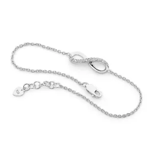 Ellani Sterling Silver half slide with Cubic Zirconia Infinity Bracelet