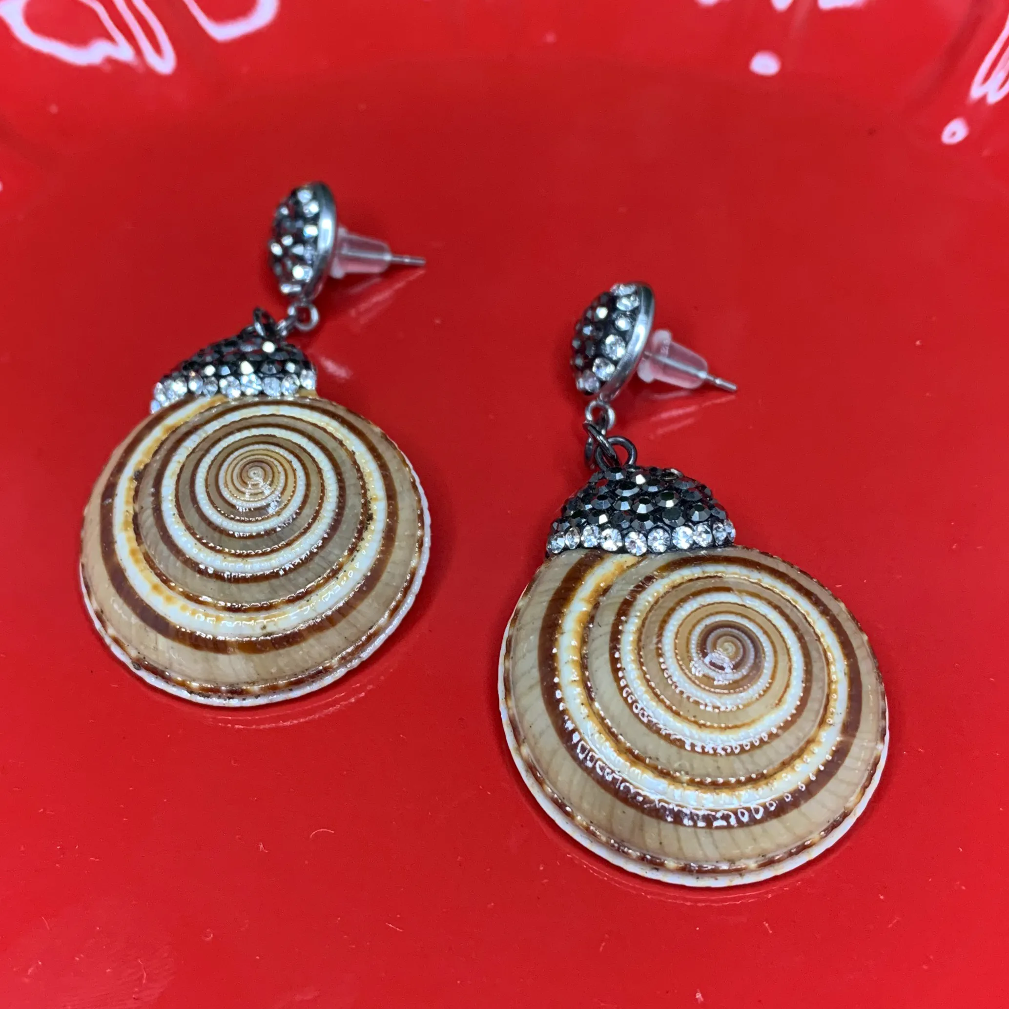 Embellished Shells Earrings with Pave Crystals 270-01 | Erika Williner Designs