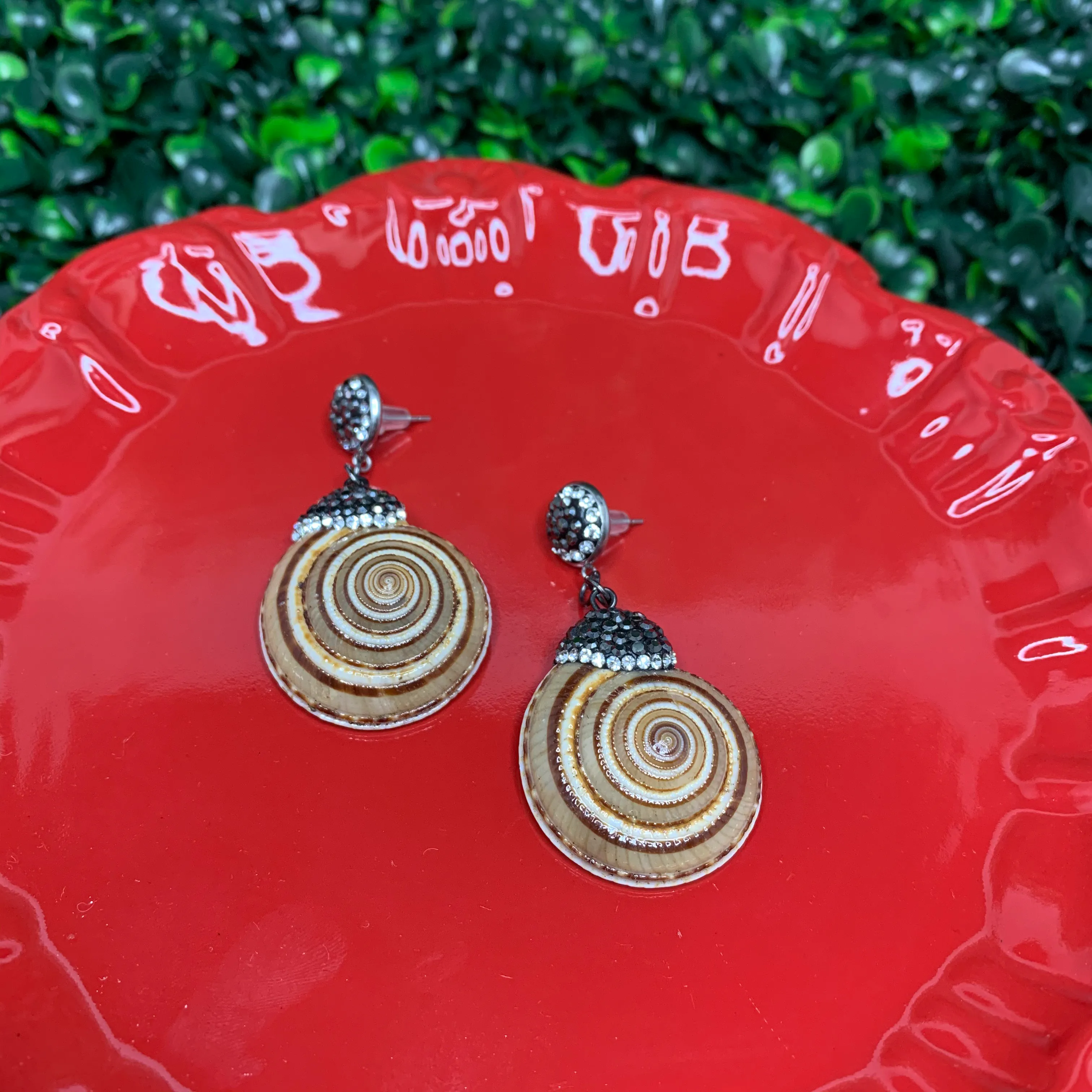 Embellished Shells Earrings with Pave Crystals 270-01 | Erika Williner Designs